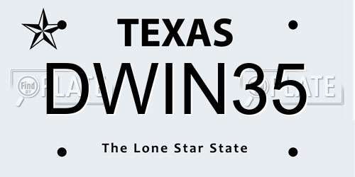 DWIN35 Texas License Plate