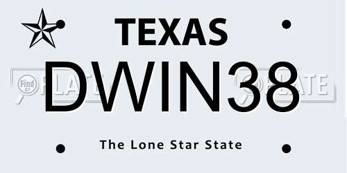 DWIN38 Texas License Plate