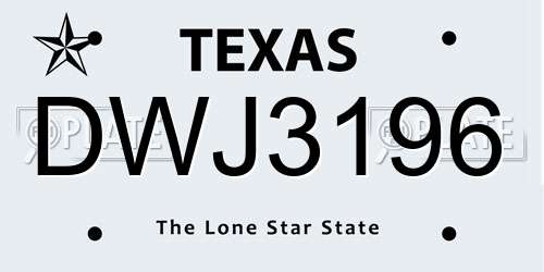 DWJ3196 Texas License Plate