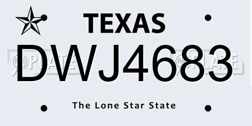 DWJ4683 Texas License Plate