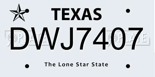 DWJ7407 Texas License Plate