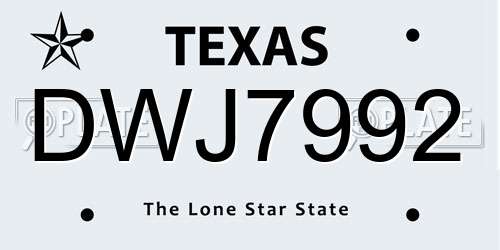 DWJ7992 Texas License Plate