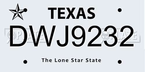 DWJ9232 Texas License Plate