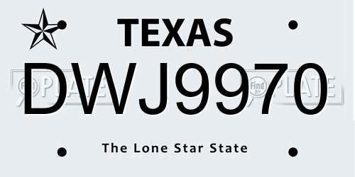 DWJ9970 Texas License Plate