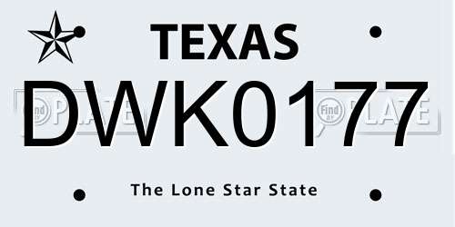 DWK0177 Texas License Plate