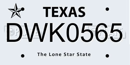 DWK0565 Texas License Plate