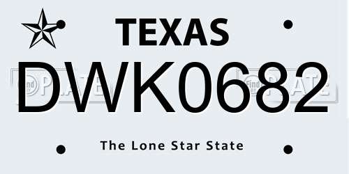 DWK0682 Texas License Plate