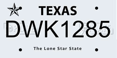 DWK1285 Texas License Plate