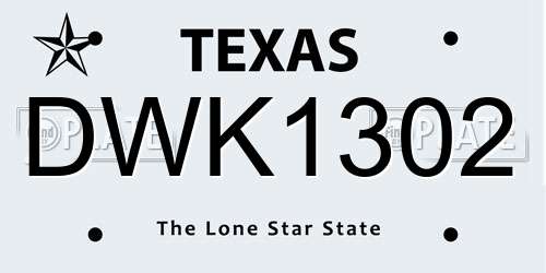 DWK1302 Texas License Plate