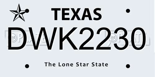 DWK2230 Texas License Plate