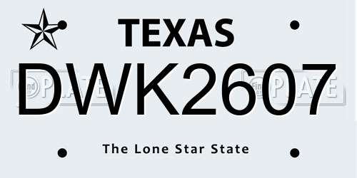 DWK2607 Texas License Plate