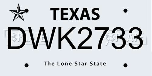 DWK2733 Texas License Plate