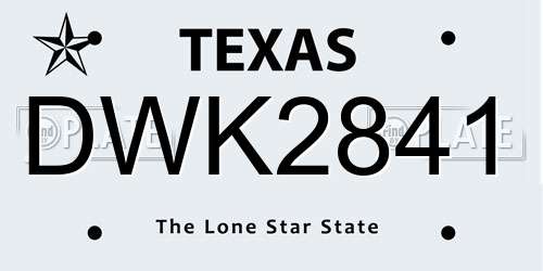 DWK2841 Texas License Plate