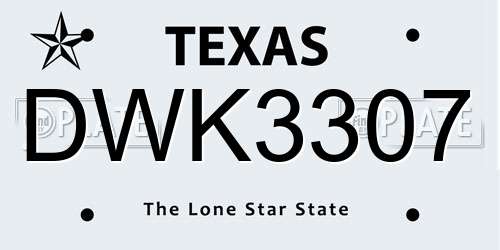 DWK3307 Texas License Plate