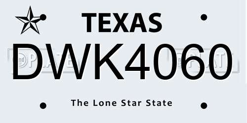 DWK4060 Texas License Plate