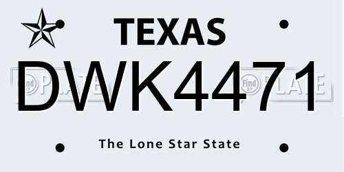 DWK4471 Texas License Plate