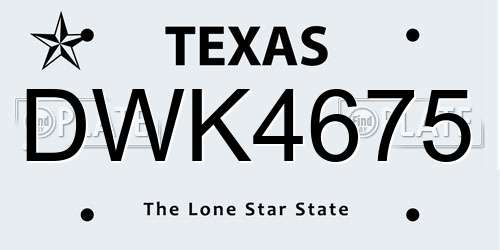 DWK4675 Texas License Plate