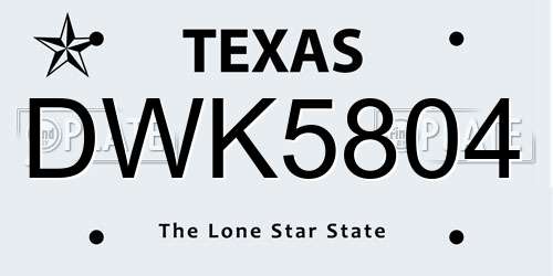 DWK5804 Texas License Plate