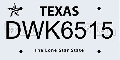 DWK6515 Texas License Plate