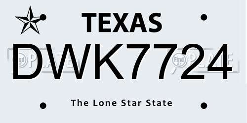 DWK7724 Texas License Plate
