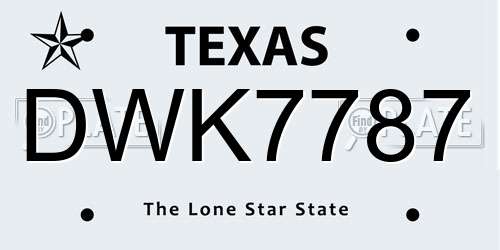DWK7787 Texas License Plate