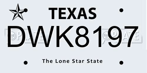 DWK8197 Texas License Plate