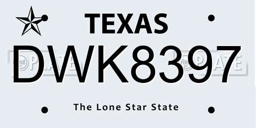 DWK8397 Texas License Plate