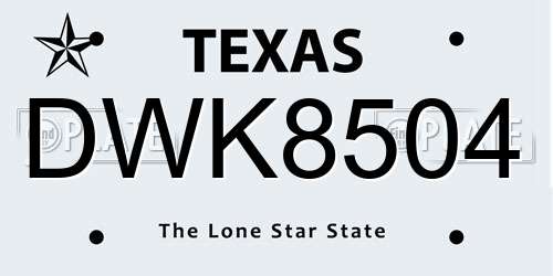 DWK8504 Texas License Plate