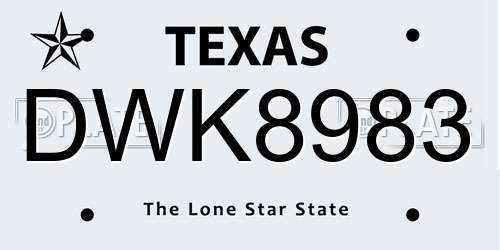 DWK8983 Texas License Plate
