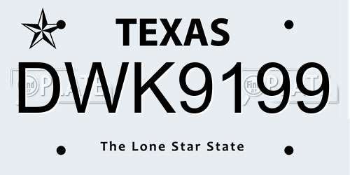 DWK9199 Texas License Plate