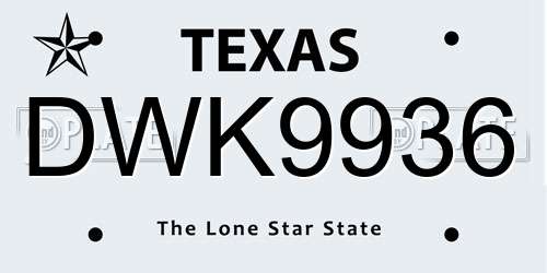 DWK9936 Texas License Plate
