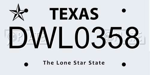 DWL0358 Texas License Plate