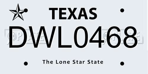 DWL0468 Texas License Plate