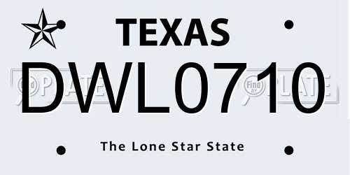 DWL0710 Texas License Plate