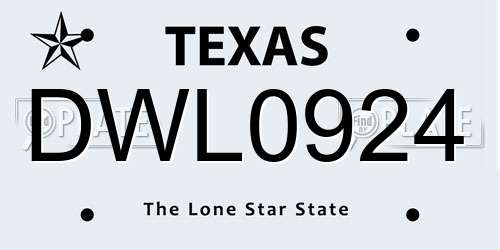 DWL0924 Texas License Plate