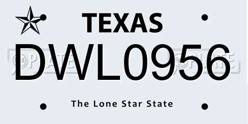 DWL0956 Texas License Plate