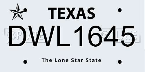 DWL1645 Texas License Plate