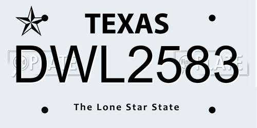 DWL2583 Texas License Plate