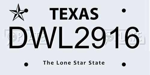 DWL2916 Texas License Plate