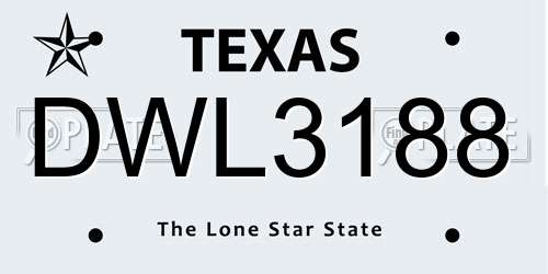 DWL3188 Texas License Plate