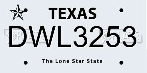 DWL3253 Texas License Plate