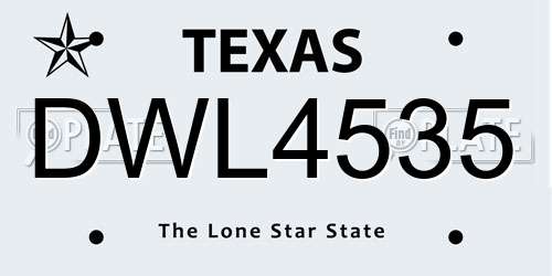 DWL4535 Texas License Plate