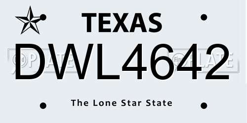 DWL4642 Texas License Plate