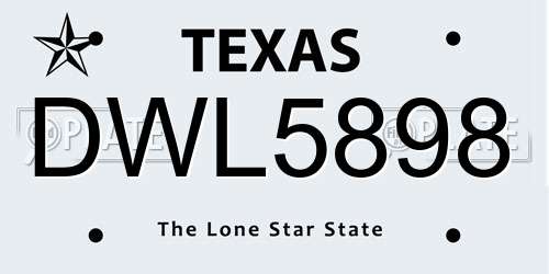 DWL5898 Texas License Plate