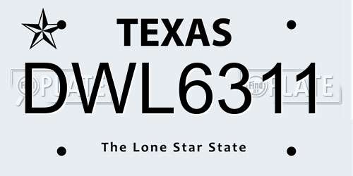 DWL6311 Texas License Plate