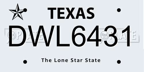 DWL6431 Texas License Plate