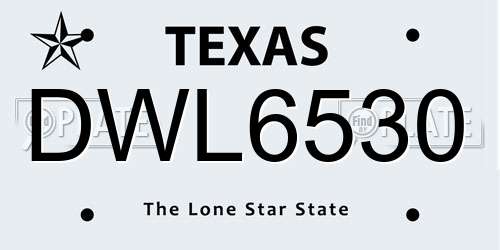 DWL6530 Texas License Plate