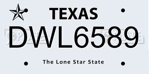 DWL6589 Texas License Plate