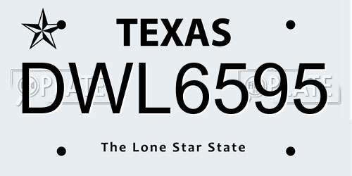 DWL6595 Texas License Plate