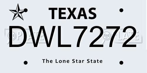 DWL7272 Texas License Plate